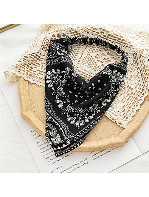 7 Pcs Floral Hair Scarf Bandanas Headbands for Woman Girls Elastic Hair Bands Ribbons Hair Scrunchies Chiffon Paisley Head Kerchief Boho Headbands