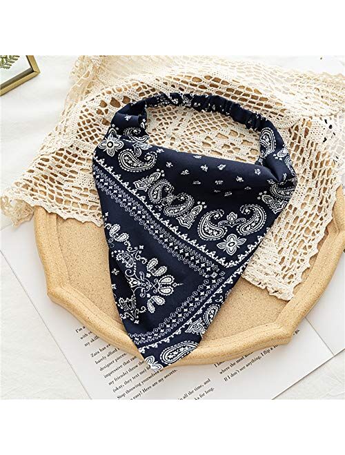 7 Pcs Floral Hair Scarf Bandanas Headbands for Woman Girls Elastic Hair Bands Ribbons Hair Scrunchies Chiffon Paisley Head Kerchief Boho Headbands