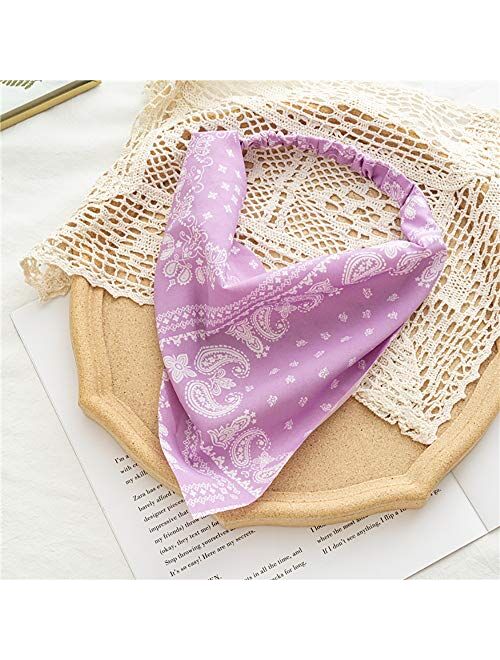 7 Pcs Floral Hair Scarf Bandanas Headbands for Woman Girls Elastic Hair Bands Ribbons Hair Scrunchies Chiffon Paisley Head Kerchief Boho Headbands