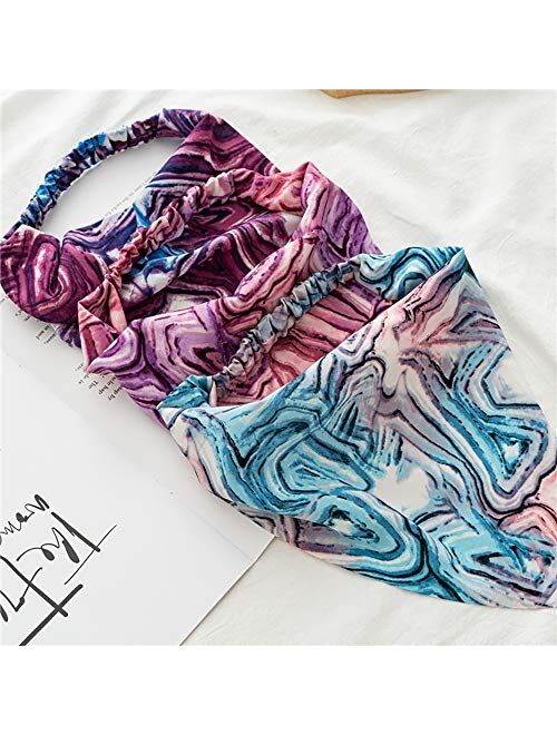 5 Pcs Tie Dye Hair Scarf Hair Bandanas Headbands for Woman Girls Chiffon Tie Dye Head Kerchief Boho Headbands Elastic Hair Bands Tie Dye Hair Scrunchies