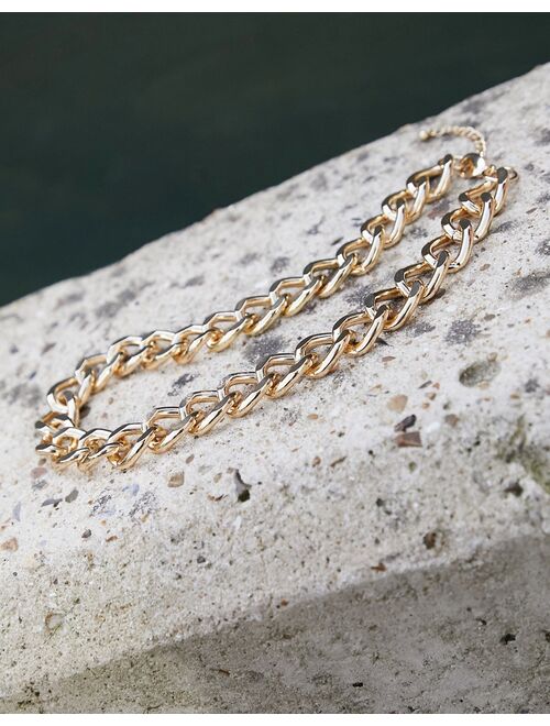 Asos Design necklace with 17mm curb chain links in gold tone
