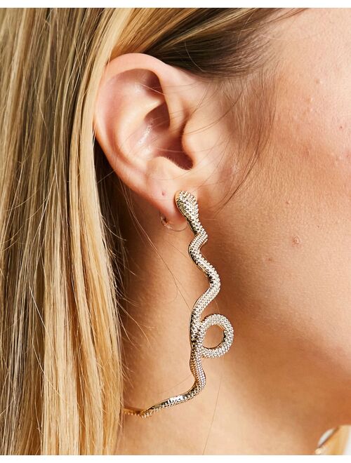 Asos Design hoop earrings in snake design in gold tone
