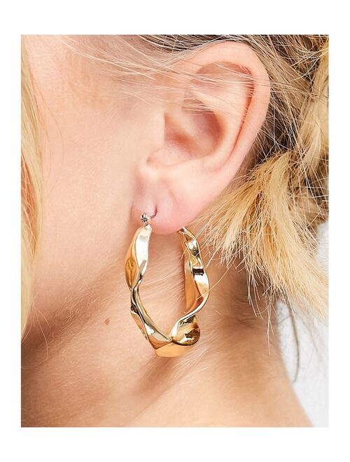 Topshop molten hoop earrings in gold