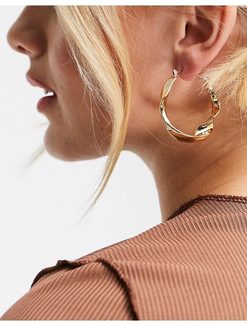 Topshop molten hoop earrings in gold