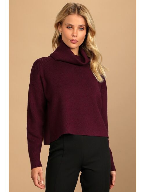 Lulus Let's Cuddle Plum Purple Cowl Neck Sweater