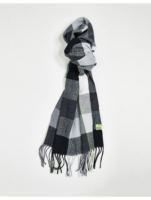 Bershka checked scarf in black