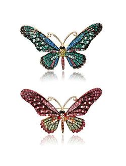 RINHOO FRIENDSHIP Vintage Butterfly Brooch Pin Rhinestones Crystal Antique Cute Animal Shape Corsages Scarf Clips Brooches for Women Girls