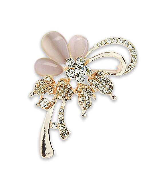 Karlota women crystal colorful wedding brooches pins girls fashion rhinestone safety flower jewelry pins ladies party elegant flower floral bugs broaches &pins (Cats Eye)
