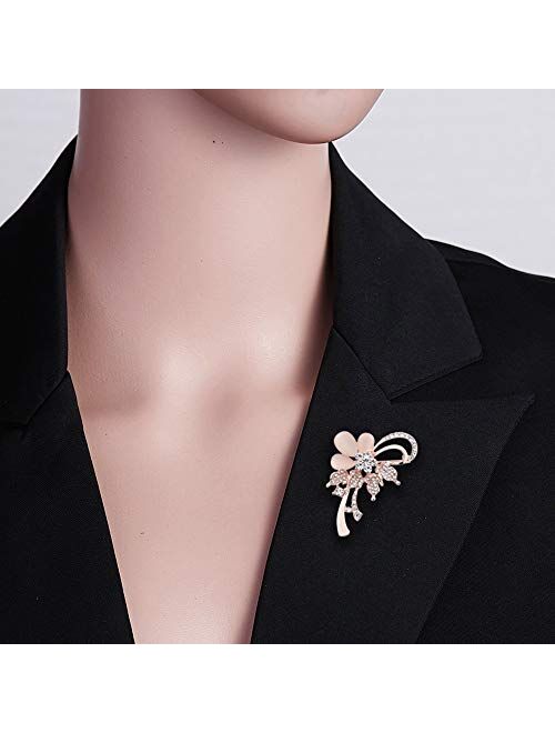 Karlota women crystal colorful wedding brooches pins girls fashion rhinestone safety flower jewelry pins ladies party elegant flower floral bugs broaches &pins (Cats Eye)