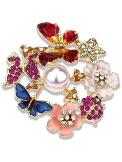 Karlota women crystal colorful wedding brooches pins girls fashion rhinestone safety flower jewelry pins ladies party elegant flower floral bugs broaches &pins (Beetles F