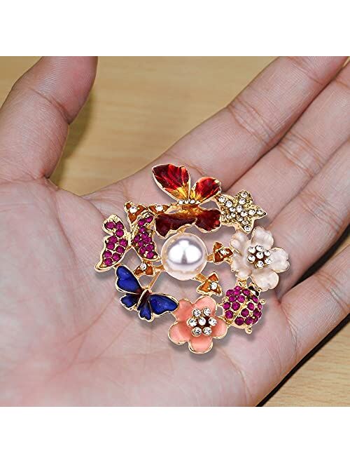 Karlota women crystal colorful wedding brooches pins girls fashion rhinestone safety flower jewelry pins ladies party elegant flower floral bugs broaches &pins (Beetles F