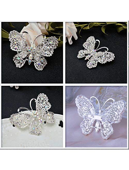 KARLOTA women girls large crystal safety butterfly brooches pins lady wedding bugs costume rainbow rhinestone broaches silver jewelry lot decorative insect broches pins