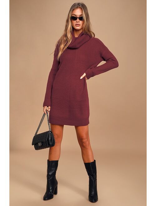 Lulus Tea Reader Burgundy Sweater Dress