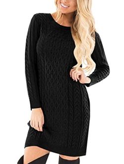 Spadehill Womens Cable Knit Long Sleeve Winter Sweater Dress