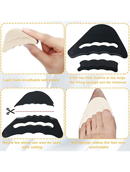 12 Pairs High Heel Cushion Pads Includes Adjustable Toe Filler Inserts Front Insoles Heel Grips Liner Insert for Preventing Too Big Shoe from Heel Slipping Blisters Relie
