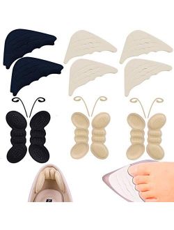 12 Pcs Heel Cushion Inserts Toe Fillers Pads for Womens Shoes to Big, Heels Grips Liners Fille Non Slip Pad Pain Blister Protectors for Pointe Shoe Men (Black and Khaki)