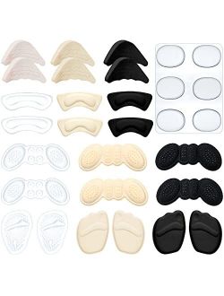 18 Pairs Heel Cushion Pads Heel Inserts Heel Grips Toe Filler Inserts Forefoot Heel Cushion Shoe Size Reducer with 6 Silicone Round Shoe Pads for Loose Shoes Slipping Rub