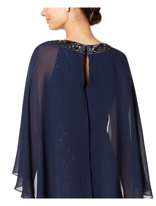 SL Fashions Sequined Cape Gown
