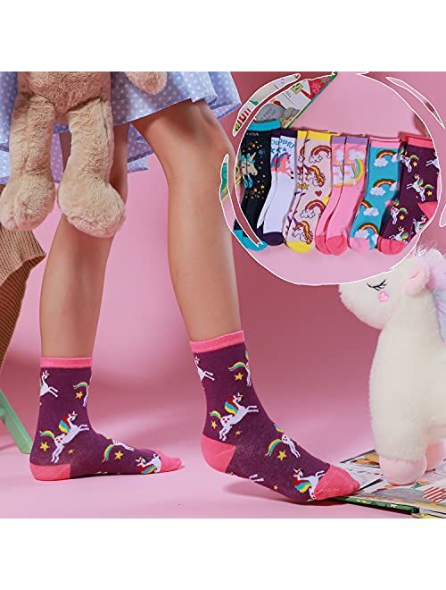Children Cotton Crew Socks For Girl Kids Toddler Fashion Cute Cartoon Animal Socks 6 Pack