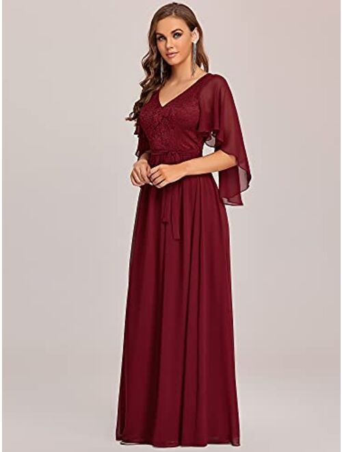 Ever-Pretty Women's A-line Shawl V-Neck Chiffon Evening Party Dress 0640