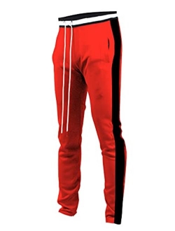 Screenshotbrand Mens Hip Hop Premium Slim Fit Track Pants - Athletic Jogger Bottom with Side Taping