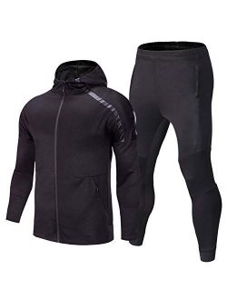 Shinestone Mens Tracksuit Set Sports Gym Training Suits Sportswear Sets with Full Zipper for Men