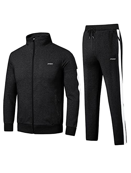 Cotrasen Men's Tracksuit 2 Piece Set Full Zip Casual Running Jogging Athletic Sweatsuit