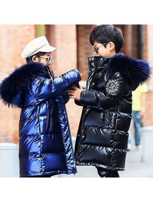 Kids Winter School Girls Children Clothing Boys Long Jacket Baby Girl Clothes Faux Fur Collar Coat Snowsuit Outerwear Coat Parka