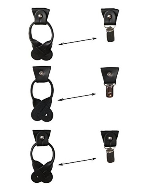 Jacob Alexander Men's College Stripe Y-Back Suspenders Braces Convertible Leather Ends and Clips