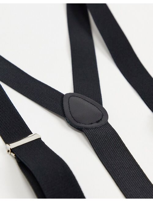 ASOS DESIGN wedding suspenders in black