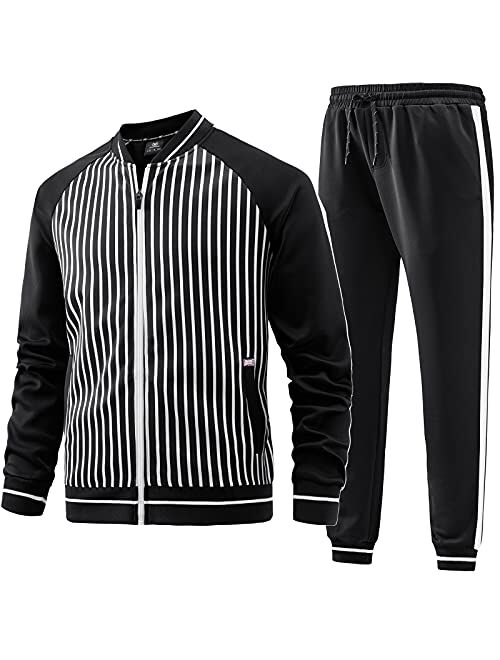 Mens Track Suits 2 Piece Casual Tracksuits Long Sleeve Jogging Suits Active Jackets and Pants Outfit