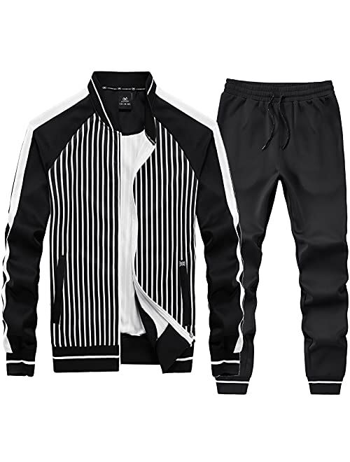 Mens Track Suits 2 Piece Casual Tracksuits Long Sleeve Jogging Suits Active Jackets and Pants Outfit