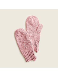 Girls' knit mittens with baubles