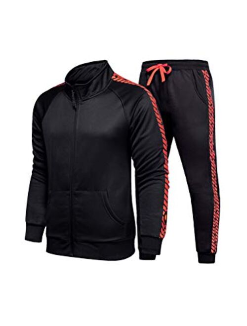 PASOK Men's Casual Tracksuit Set Full Zip 2 Pieces Jogging Athletic Sweat Suits