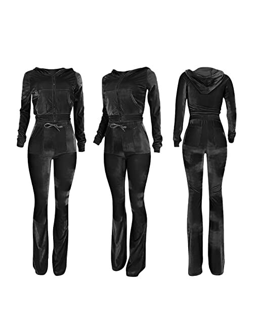 Tracksuit for Women Set 2 Piece Joggers Velour Jogging Sweat Outfits Hoodie and Sweatpants Set