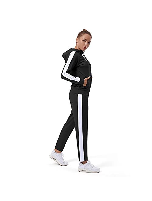 Womens Full Zip-Up Hoodie Tracksuit Set Long Sleeve Casual Jogging Suits Workout Gym 2 Piece Outfits with Pockets