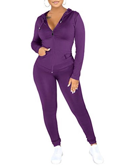 PRETTYGARDEN Women's Two Piece Tracksuit Set Long Sleeve Zipper Hoodie Jacket with Sweatpants Sweatsuit Jogger Workout Set
