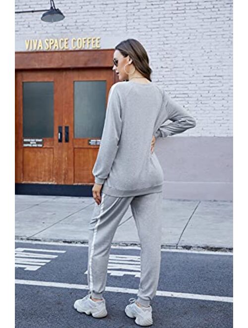 Hotouch Women's Long Sleeve Tracksuit Casual Sweatsuits Sets 2 Piece Jogging Suit Cotton Outfits Clothes with Pocket