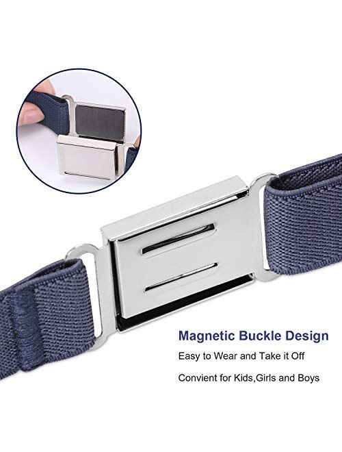 2 Pack Kids Adjustable Magnetic Belt Boys Girls Elastic Belt with Easy Magnetic Buckle By XZQTIVE