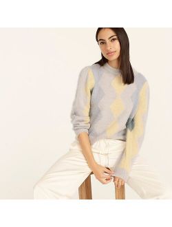 Diamond-checked Thanksgiving Cropped Crewneck Sweater For Women