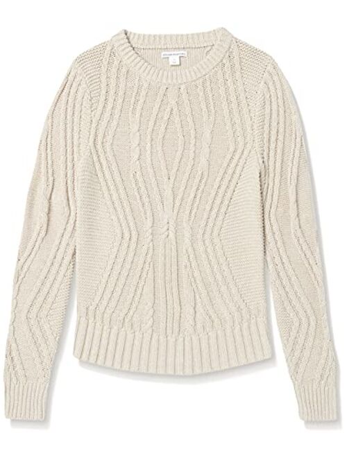 Amazon Essentials Women's 100% Cotton Crewneck Cable Sweater