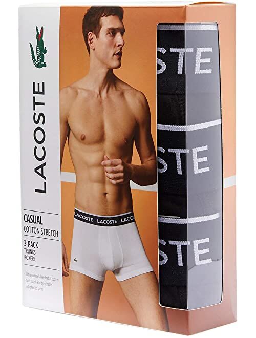 Lacoste Men's Casual Classic 3 Pack Cotton Stretch Boxer Briefs