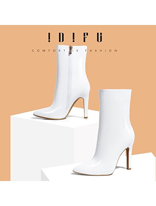 IDIFU Women's Sexy Ankle Boot with High Heel Bootie Pointed Toe Stiletto Shoe for Women Dance Business Date Wedding