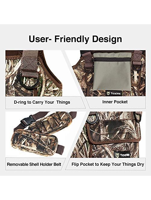 TIDEWE Chest Waders with Boots Hanger for Men, Realtree MAX5 Camo Waterproof Fishing Bootfoot Waders, Neoprene Chest Waders for Hunting with Removable Shell Holder Belt