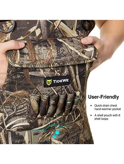 TIDEWE Chest Waders, Hunting Waders for Men Realtree MAX5 Camo with 800G Insulation, Waterproof Cleated Neoprene Bootfoot Wader, Insulated Hunting & Fishing Waders