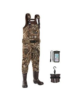 TIDEWE Chest Waders, Hunting Waders for Men Realtree MAX5 Camo with 600G Insulation, Waterproof Cleated Neoprene Bootfoot Wader, Insulated Hunting & Fishing Waders