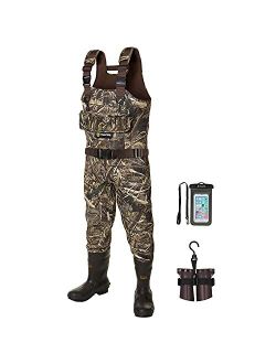 TIDEWE Hunting Wader, 5mm Neoprene Chest Waders with 1400 Gram Insulation Rubber Boots, Waterproof and Durable Seam Sealed Bootfoot Chest Wader for Fishing and Hunting (R