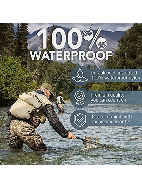 Foxelli Chest Waders – Camo Hunting & Fishing Waders for Men & Women with Boots, 2-ply Nylon/PVC Waterproof Bootfoot Waders