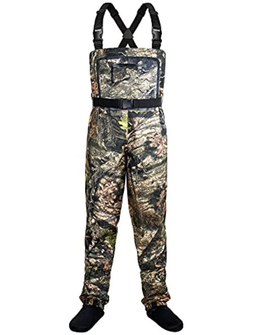 Dark Lightning Breathable Insulated Chest Waders, Perfect for 4 Seasons Fly Fishing Stocking Foot Waders for Men and Women