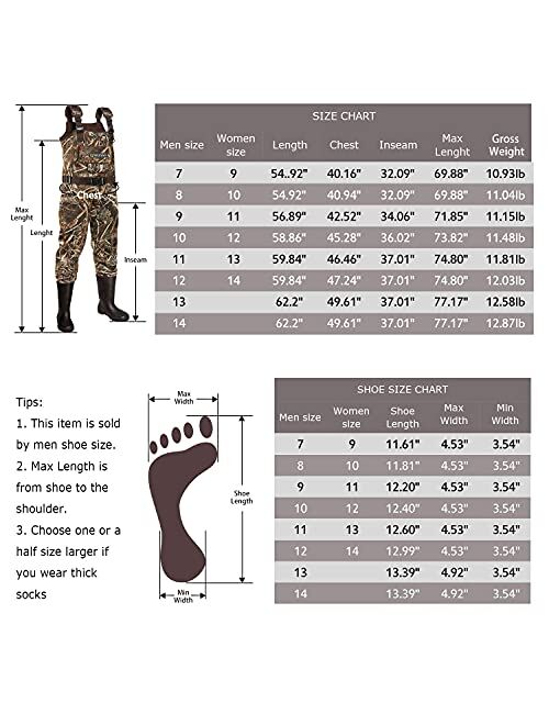 OXYVAN Duck Hunting Waders for Men with Boots Fishing Chest Neoprene Boots & Waders for Women Waterproof Insulated MAX5 Camo Fly Fishing Waders
